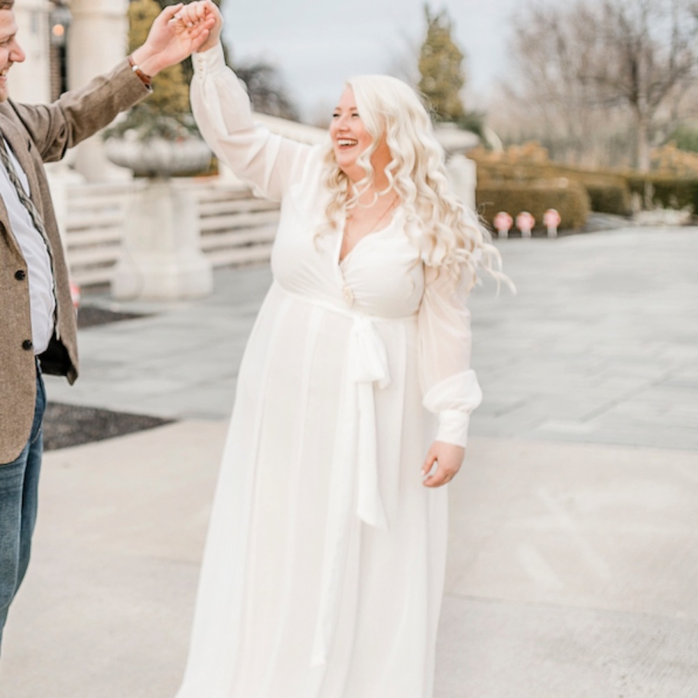 Baltic Born Lydia White Chiffon Maxi Dress With Gold Button Detailing Size XXXL